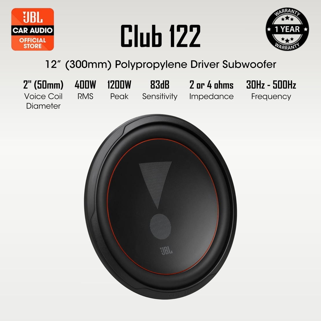 JBL CLUB 122 | 12" Polypropylene Driver Subwoofer